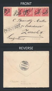 1905 ADEN BRIEF NACH SCHWEIZ GB KEVII 1d x5 ADEN PAQUEBOT mit SELTENEM STREIFEN 4 - Bild 1 von 19