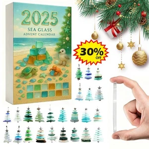 Sea Glass Christmas Tree Advent Calendar, Ha ndmade Miniature Christmas Tree - Picture 1 of 9