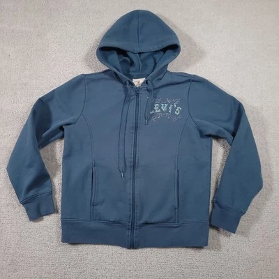 Levis Sudadera con Capucha Cremallera Completa Sudadera Chaqueta Para Mujer Mediana Azul Tachonado Informal Foto 1 de 4