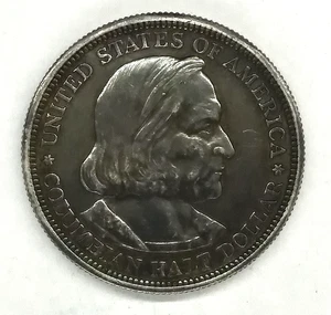 1892 Kolumbianische Gedenkmünze Half Dollar Medaillon Stil "Box" mit Portrait - Bild 1 von 3