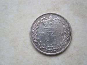 Queen Victoria: Original Threepence Silbermünze 1875 - Bild 1 von 8