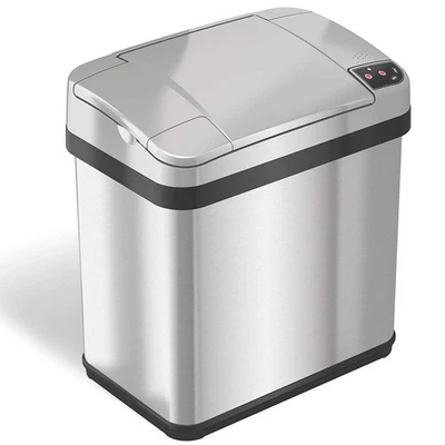 iTouchless 2.5 Gal Stainless Steel Touchless Bathroom Trash Silver Under 3 Gallo - Image 1 of 4