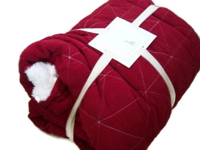 Acogedor edredón Pottery Barn rojo de pana acogedor felpa cosido completo Queen nuevo Foto 1 de 4