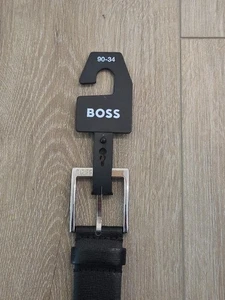 HUGO BOSS Men's Leather Belt -100% Cow Skin, Handmade, Authentic Size 34 Black - Picture 1 of 5