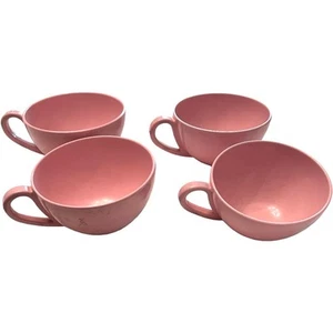 Set of 4 Pink Vintage Salmon Melamine Coffee Cups - Picture 1 of 4