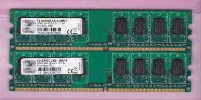 2GB 2x1GB DDR2-800 PC2-6400 G.SKILL F2-6400CL5S-1GBNT HYNIX Memory Kit GSKILL - Image 1 of 2