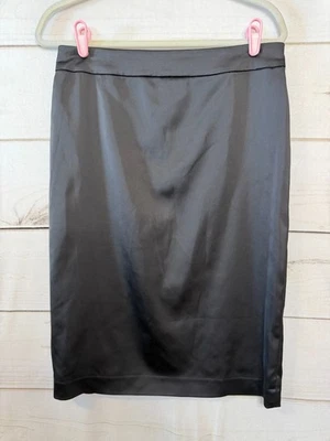 Falda Tadashi 12 Brillante Satinado Negro Lápiz Hasta la Rodilla Elastizada Clásica Fiesta Foto 1 de 4