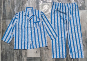 Vintage 70s Richley Mens Permanent Press Pajamas Set Shirt Pants C Large NOS - Picture 1 of 9