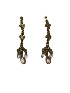 Monet Ohrhänger facettierte rosa Kristalle Einfassung Set Ohrstecker Vintage funkelnd - Bild 1 von 11