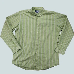 Camisa Ralph Lauren Vintage Abotonada Verde Azul Rayas Para Hombre Talla L - Imagen 1 de 14