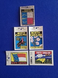5 decalcomanie souvenir Carolina del Nord, adesivi per finestre - uccellino, bandiera, fiore, glitter - Foto 1 di 6