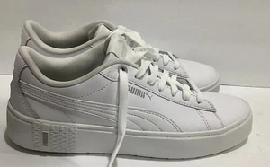 Puma Womens Smash Platform V2 373035-01 White Casual Shoes Sneakers Soft Foam 8 - Picture 1 of 9
