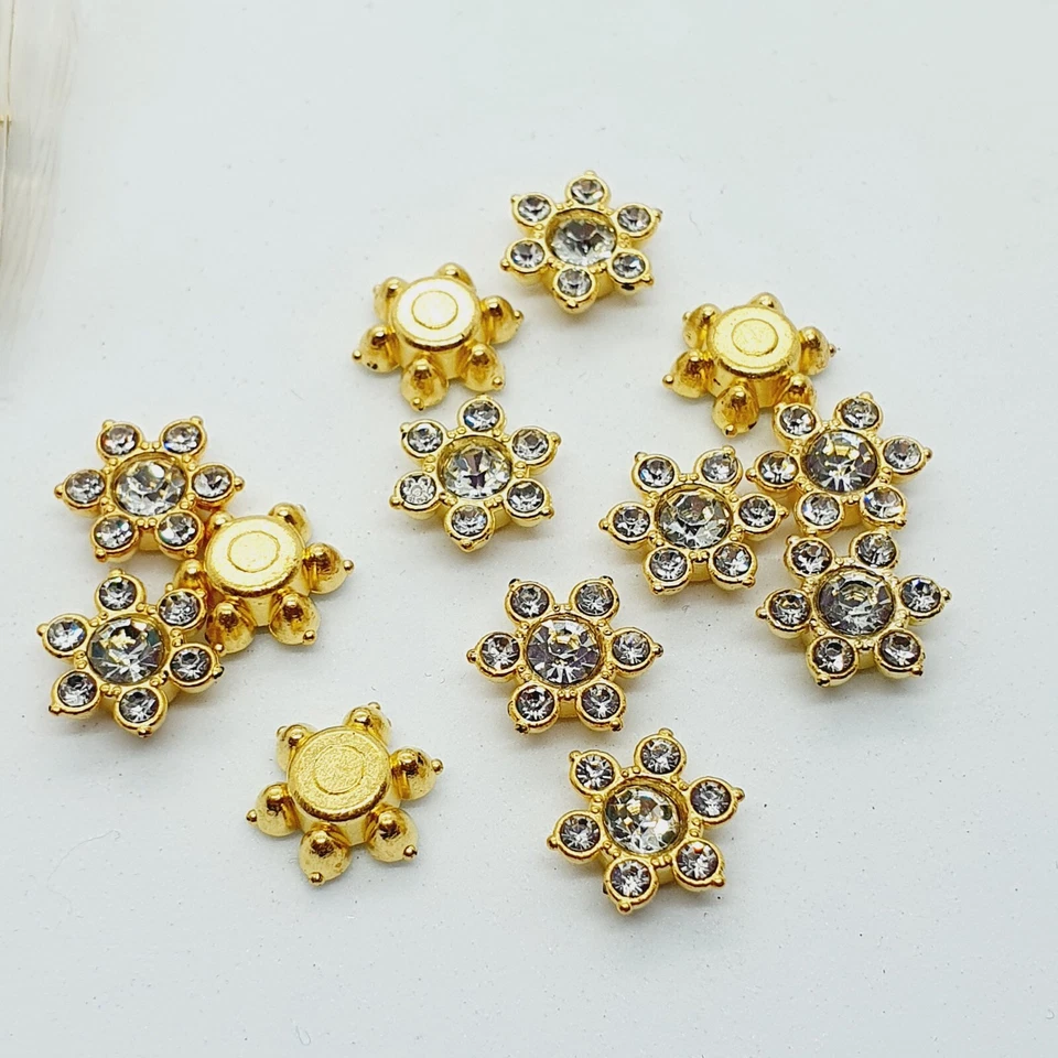 12mm fancy CLEAR crystal gem dress coat Flower sew on rhinestone Button - Image 1 of 1