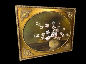 Original Painting Framed Gold Cherry Blossoms Floral Flowers Regency Romantic - Picture 1 of 11