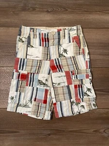 Gymboree Boys Size 6 Tropical Madras Plaid Patchwork Shorts Elastic Cotton - Picture 1 of 6