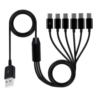 USB 2.0 Type A to 6 x USB C Data Charge Y Splitter 0.5m - Picture 1 of 6