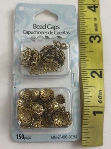 Blue Moon Beads Jewelry Gold Filigree Bead Caps, Various Sizes, 150 Pieces - Picture 1 of 5