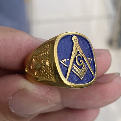 Anillo masónico SMITH chapado en oro azul masón para hombre talla 7 8 9 10 11-15 Foto 1 de 4