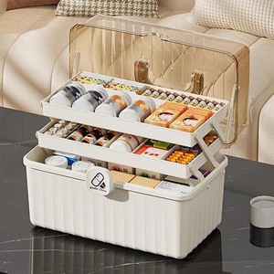 1x Medicine Organizer Box Portable First Aid Kit Storage Plastic Home Container - Picture 1 of 14