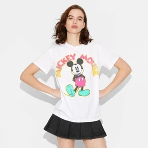 Women's Disney Mickey Short Sleeve Graphic T-Shirt - White XL: Cotton Blend, XL - Picture 1 of 1