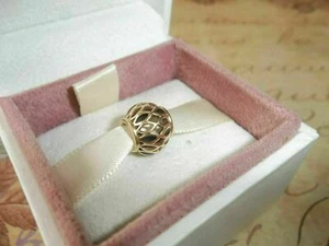 Genuine Pandora 14ct Gold Black Enamel Abstract Openwork Charm 750814EN16 - Picture 1 of 3