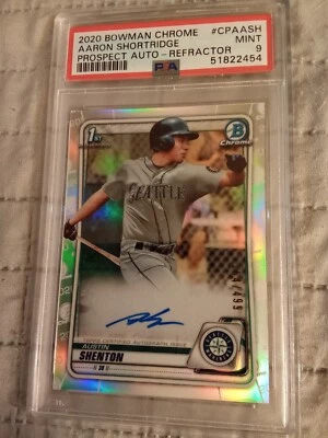 2020 Bowman Chrome Austin Shenton #164/499 AUTOGRAPH #CPAASH PSA 9 PSA misslabel - Image 1 of 2