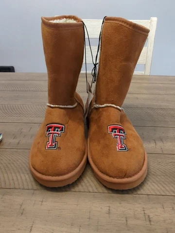 VTG NEW NCAA Texas Tech Red Raiders Slippers Comfort Boots Women's Size XL 11-12 Cover