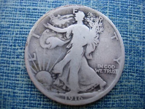 1916 VG BETTER DATE WALKING LIBERTY SILBER HALF DOLLAR - L1414 - Bild 1 von 2