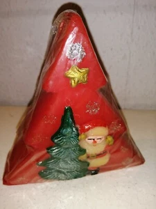 Hübsche Motivkerze Weihnachtsmann mit Weihnachtsbaum, OVP in Folie - Bild 1 von 4