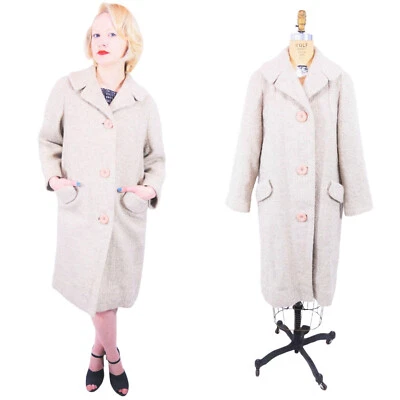 Abrigo de tweed beige vintage años 70 moteado botones grandes Foto 1 de 4
