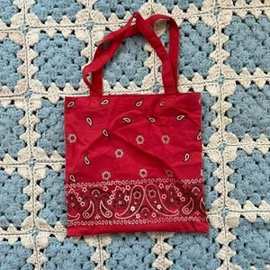 Paisley red Bandana mini tote bag - Picture 1 of 3