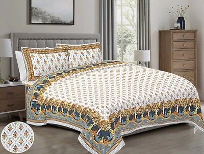  Sábana bajera % algodón Rajasthani Jaipuri | Arte cultural hecho a mano | Étnico boho  Foto 1 de 4