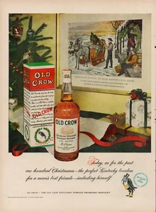 1951 Old Crow Kentucky Bourbon Whiskey Alcohol Vintage Print Ad Holiday Gift Box - Picture 1 of 8