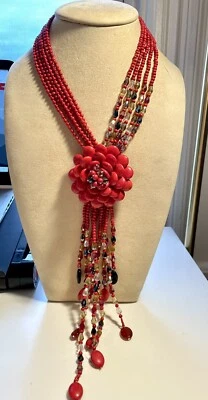 Ожерелье в стиле старлетки Joan Rivers - красное хоулит (матовое красное) - Изображение 1 из 2