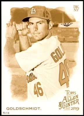Paul Goldschmidt 2019 Allen and Ginter 5x7 Gold #62 5/10 Cardinals - Image 1 of 2