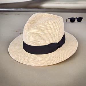 Empaquetable Paja Verano Panamá Fedora Sombrero con Banda Nuevo Sombrero de Vacaciones Playa Luz - Imagen 1 de 10
