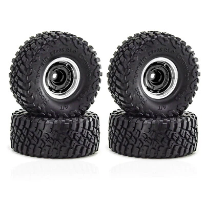 4PCS 1.0” Aluminum Hubs Rim Wheel Hubs Tires Tyre For SCX24 FMS24 TRX4M RC Car - Image 1 of 4