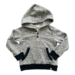 Retreat marble hoodie ribbed hem/cuff gray/ navy blue kangaroo pocket logo Boy5 - Picture 1 of 15