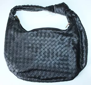 Black Anthropologie The Brigitte Woven Faux Leather Shoulder Bag by Melie Bianco - Picture 1 of 8
