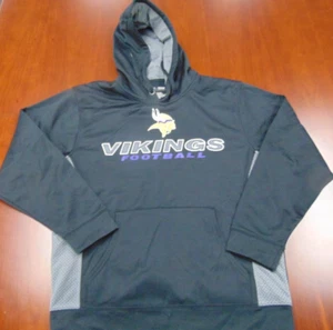 NFL TEAM APPAREL MINNESOTA VIKINGS BLACK PERFORMANCE HOODED SWEATSHIRT SIZE M - Picture 1 of 3