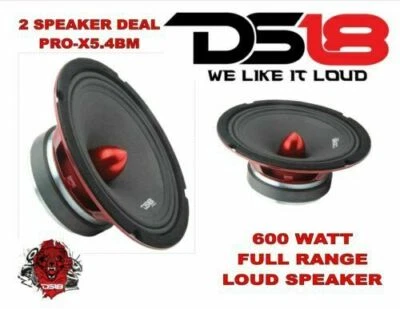 Pair DS18 PRO-X5.4BM Midrange Bullet Car Speakers 600 Watt 4 ohm Midbass 5.25" - Image 1 of 4