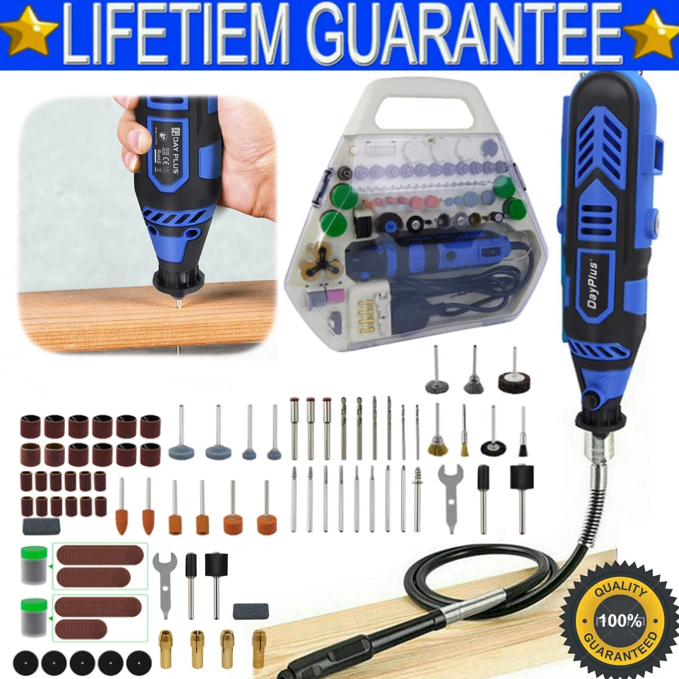 DAY PLUS Rotary Multi tool Drill with Variable Speed & 252pc Accessory Compatible Set DIY