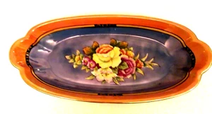 Japanische handbemalte Blumen Servierplatte 11"1/2 x 5"1/2 - Bild 1 von 4