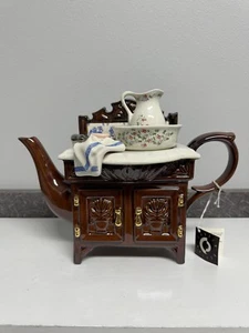 Vintage Paul Cardew Antique Washstand Figural Porcelain Large Teapot Signed - Picture 1 of 14