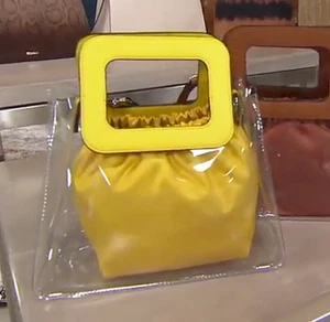 New Vince Camuto Kenni Clear Square Handle Satchel Bag Sunny Yellow A375715 - Picture 1 of 7
