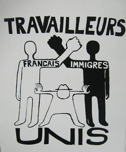7 FRENCH POLITICAL POSTERS 1968 PARIS IMMIGRANTS, WORKER RIGHTS STRUGGLE FACTORY - Picture 1 of 7