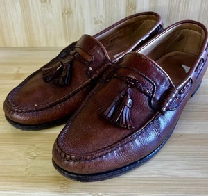 Scarpe mocassini Allen Edmonds Huntington uomo 10 D nappa marrone pelle USA - Foto 1 di 7