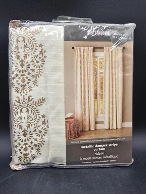 Pier 1 Imports Cortina Metálica Damasco Rayas 48” X 84” Dorado NUEVO Foto 1 de 4