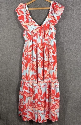 Vestido midi floral TCEC manga con volantes Babydoll Resort playa crucero talla pequeña Foto 1 de 4