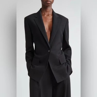 Lafayette 148 One Button Finesse Crepe Blazer Size 4 Black - Image 1 of 4